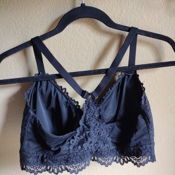 Auden Women's Black Lace Padded Racerback Bra Bralette Sz 1X-Pull-On Wire Free - Picture 3 of 6